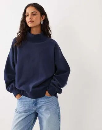 Abercrombie & Fitch felpa con collo alto navy-blu navy