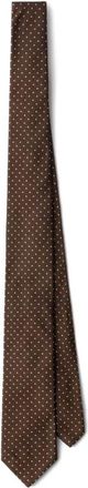 Prada Cravatta in seta con motivo geometrico - Marrone