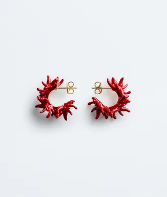 Bottega Veneta Orecchini a cerchio Sea Coral - Rosso - Donna - U