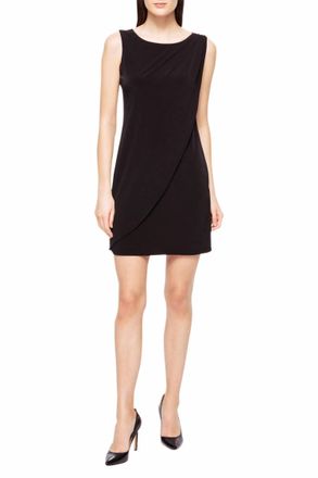Kensie Shoulder Detail Back Key Hole Sleeveless Shift Dress In Black