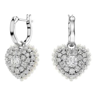 Swarovski Hartvormige Oorbellen Idyllia Wit Gerhodineerd 5684384 - Dames - Oorbellen - Grijs - ONE Size - Accessoires