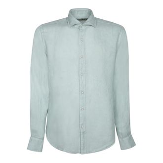 Dell'Oglio Linnen Overhemd - Heren - Casual Overhemden - Groen - M - Linnen - Overhemden