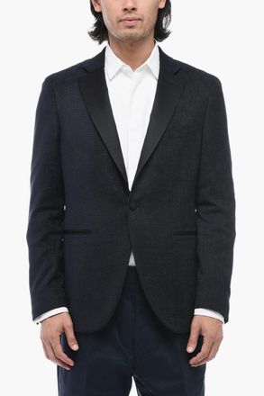 Corneliani CC COLLECTION Blazer in Misto Viscosa con Tasche a Filo Corneliani