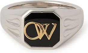 Off-white Monogram Onyx Signet Ring in Silver at Nordstrom, Size 10