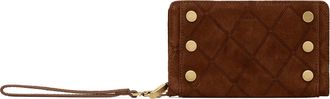 Hammitt Hammitt Bryant Wallet Chocolate Diamond Suede Antique Gold Sml
