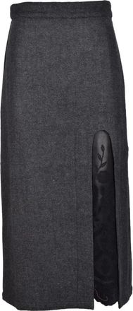 Sea NY Wollen Midi Rok - Dames - Midirokken - Grijs - W28 - Wol - Rokken