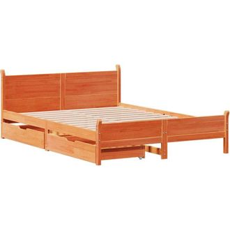 vidaXL Bed Frame without Mattress Wax Brown 140x200 cm Solid Wood Pine vidaXL