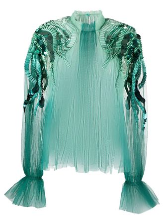 Alberta Ferretti Blouse met pailletten - Groen
