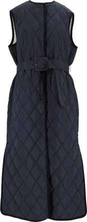 Fabiana Filippi Night Blue Quilted Nylon Belted Vest