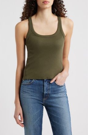 Rag & Bone The Essential Rib Tank in Dark Olive at Nordstrom, Size X-Small