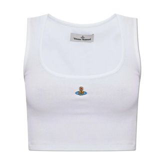 Vivienne Westwood Sleeveless Tops, female, White, Size: L Top with embroidered logo