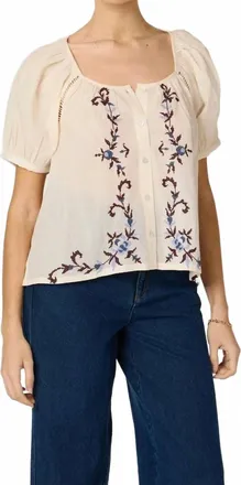 Cleobella Womens Adeline Blouse In Ivory Multi