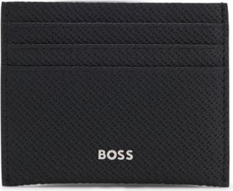 BOSS Card holder in monogram-patterned leather