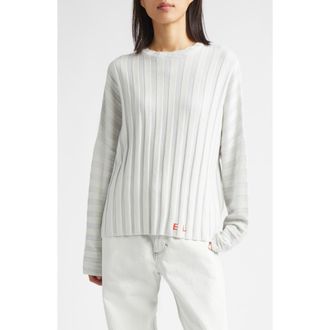ECKHAUS LATTA Keyboard Stripe Merino Wool Sweater in Snow at Nordstrom, Size X-Large