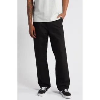 Carhartt Work in Progress Single Knee Organic Cotton Canvas Straight Leg Pants in Black Rigid at Nordstrom, Size 34 X 32