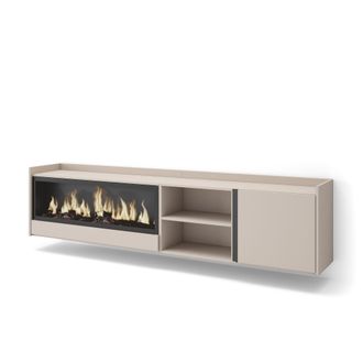 Skraut Home Skraut Home - Mueble Tv, Televisi&oacute;n, Muebles De Sal&oacute;n, Almacenaje, 212x35x50cm, Para Tv Hasta 80, Chimenea El&eacute;ctrica Xxl, Colgado, Suspendido, Estilo 