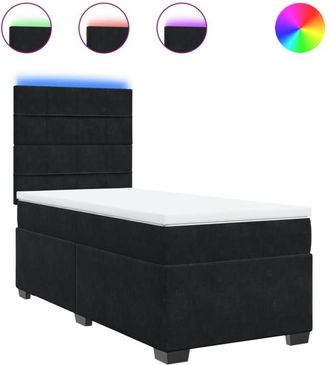 vidaXL Vidaxl - Cama Box Spring Con Colch&oacute;n Terciopelo Negro 100x200 Cm