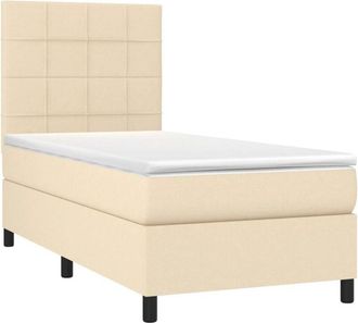 vidaXL Cama Box Spring Colch&oacute;n Y Luces Led Tela Crema 80x200 Cm Vidaxl