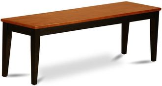 East West Furniture Nicoli Dining Bench with Wood Seat in Black and Cherry Finish