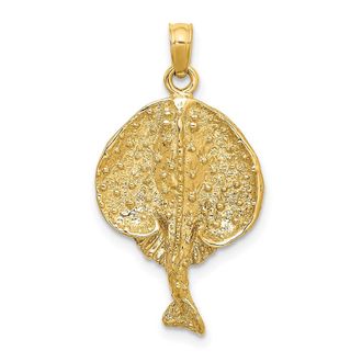 Diamond2Deal 14k Yellow Gold Textured Round Stingray Charm
