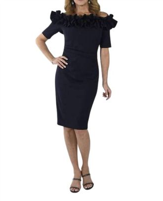 Frank Lyman Design Off The Shoulder Cocktail Dress In Navy