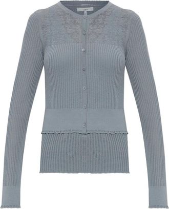 Chlo&eacute; Wol Cardigan Met Top - Dames - Vesten - Blauw - XS - Wol - Truien & Vesten