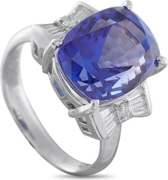 Luxury Bazaar Platinum 0.21ct Diamond and Tanzanite Ring MF05-123025
