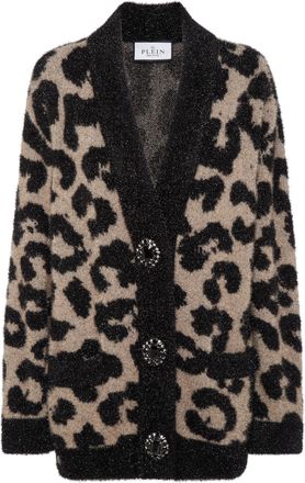 Philipp Plein Lurex Cardigan Leopard