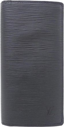 Louis Vuitton Black Blue Leather Long Wallet (Bi-Fold) (Pre-Owned)