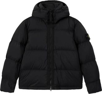 Stone Island 4100013 Matt Ripstop Cordura Hooded Down Jacket - Heren - Gewatteerde jassen - Zwart - S - Leer - Jassen