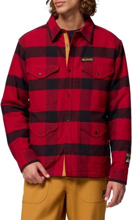 Columbia High Cascades Plaid Shirt Jacket in Red Dahlia Tim Buff Plaid at Nordstrom, Size Xx-Large