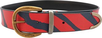 Roberto Cavalli Mens Jasper / Indigo Zebra Print Belt, Brand Size 90 CM
