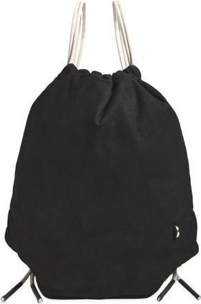Rick Owens Leather Drawstring Backpack in Black/pearl at Nordstrom