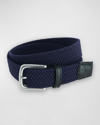 Trafalgar Store Men & apos;s Riverside Woven Rayon Leather Belt