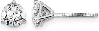Diamond2Deal 14k White Gold 1 ct Round Lab Grown Diamond Stud Earrings Screw Back VS Clarity, D-E Color