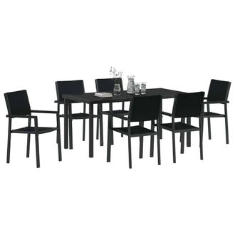 Berkfield Home Modern 7 Piece Garden Dining Set Black Poly Rattan