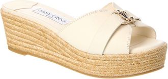 Jimmy Choo London Leda 50 Leather Wedge Sandal