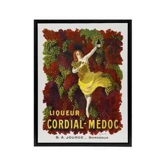 Artery8 Liqueur Cordial Medoc Vintage Ad Framed Canvas Wall Art Print Cappiello in Red | Size: W24 x H32