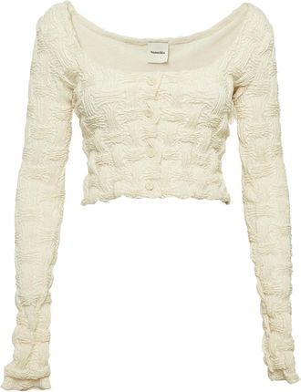 Nanushka Top in trama seersucker con bottoni - Toni neutri