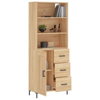 Berkfield Home Highboard Sonoma Oak 69.5x34x180 cm Engineered Wood in Light Tan
