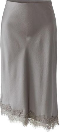 Oui Satijnen Midirok - Dames - Midirokken - Grijs - XL - Satijn - Rokken