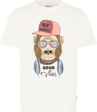 Blend T-Shirt BLEND BHKURT FUNNY GRAPHIC S/S TEE, Herren, Gr. XXL, wei&szlig; monkey, Single Jersey, Obermaterial: 100% Baumwolle, bedruckt, regular fit normal, R