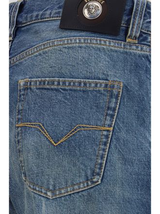 Versace Mens Jeans Straight-Leg Medium Blue Cotton