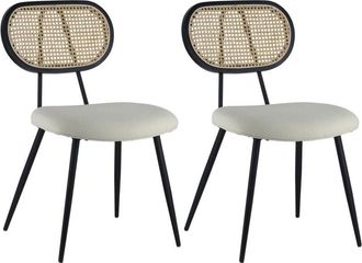 Happy Garden Juego de 2 sillas de rejilla color crudo elena