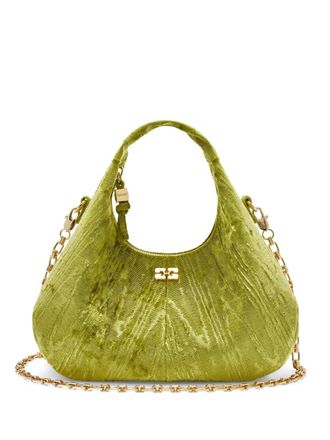 Ganni logo-plaque shoulder bag - women - Fabric - One Size - Green