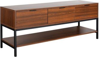 Sweeek Sweeek - 130cm tv unit walnut wooden effect 3 drawers, Walnut, Walnut, 130x40x53.5 cm