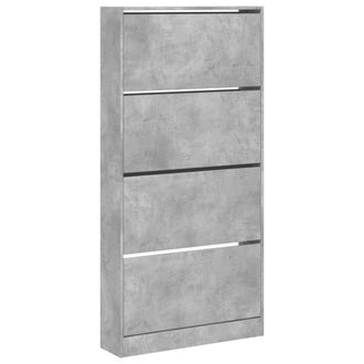 vidaXL Vidaxl - Mueble Zapatero 4 Cajones Abatibles Gris Hormig&oacute;n 80x21x163,5cm
