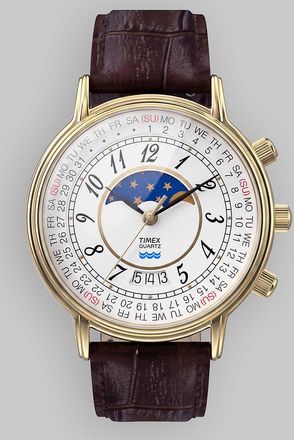 Timex 1990 Moon Phase&Calendar Dial Reissue Uhr braun