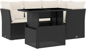 vidaXL Vidaxl - Set De Muebles De Jard&iacute;n 5 Pzas Y Cojines Rat&aacute;n Sint&eacute;tico Negro