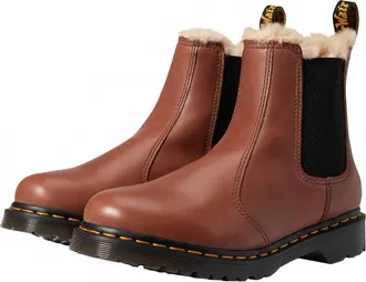 Dr. Martens Womens 2976 Leonore Faux Fur Chelsea Boot In Saddle